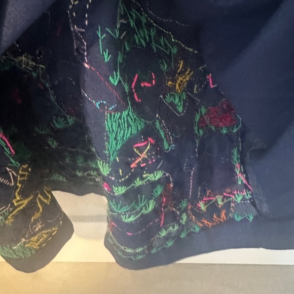 Handmade hand Embroidered Vintage Mexican Huipil Dress Caftan Gown Blue boho - Picture 11 of 11